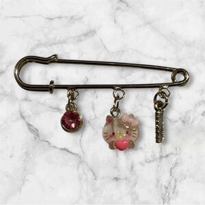 Hello Kitty Charm Safety Pin Brooch